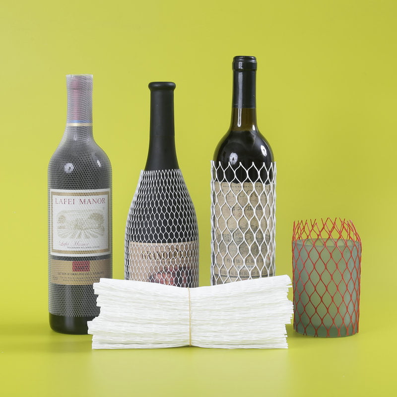 Protective Bottle Mesh Sleeve with Shrink Net Wrap for Wine Bottle Packaging