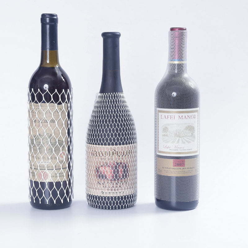 Protective Bottle Mesh Sleeve with Shrink Net Wrap for Wine Bottle Packaging